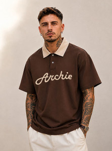 CULISH Men Polo Neck Brown T-Shirt - Image 4