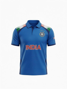 PARALLEL TIMES Printed Men Polo Neck Blue T-Shirt