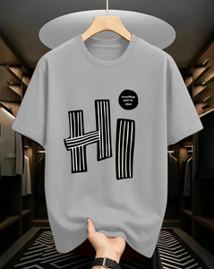 AUSK Printed Men Round Neck Grey T-Shirt