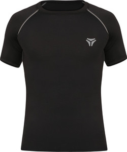 Kyk Solid Men Round Neck Black T-Shirt