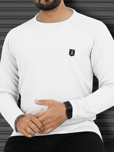 VeBNoR Solid Men Round Neck White T-Shirt
