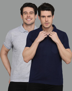 INKKR Solid Men Polo Neck Multicolor T-Shirt