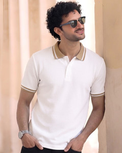 Flipkart SmartBuy Self Design Men Polo Neck White T-Shirt