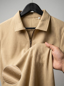 FLYIND Men Beige Polo Neck T-Shirt - Image 5