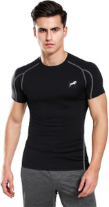 Just Rider Solid Men Round Neck Black, Grey T-Shirt