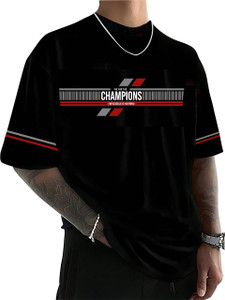 Macknit Printed Men Round Neck Black T-Shirt