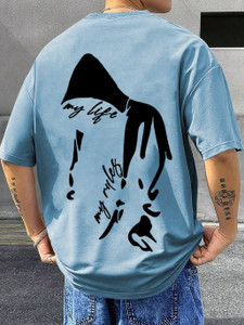 RetroTees Printed Men Round Neck Light Blue T-Shirt