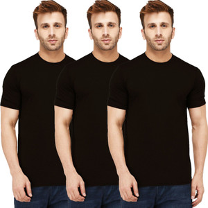 New Trends Collection Solid Men Round Neck Black T-Shirt