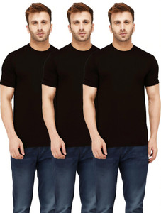 New Trends Collection Solid Men Round Neck Black T-Shirt