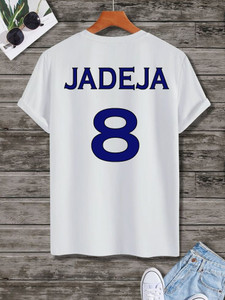 V DAS Printed, Typography Men Round Neck White T-Shirt