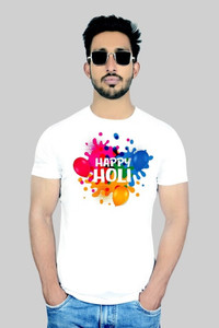 adiraj enterprises Printed Men Round Neck White T-Shirt