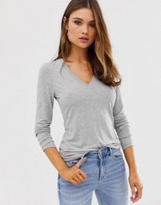 Smart Colors Solid Women V Neck Grey T-Shirt