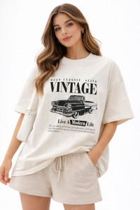MapelFashion Typography Women Round Neck Multicolor T-Shirt