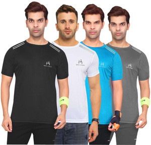 MIST N FOGG Printed, Solid Men Crew Neck Multicolor T-Shirt