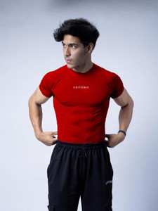 COITONIC Printed Men Round Neck Red T-Shirt