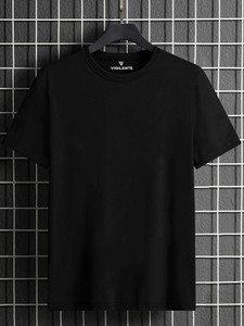 Vigilante Solid Men Round Neck Black T-Shirt