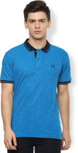 Van Heusen Academy Solid Men Polo Neck Blue T-Shirt