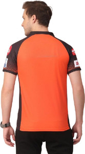 MSV Printed, Typography Men Polo Neck Orange T-Shirt