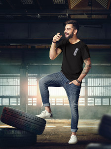 WROGN Solid Men Round Neck Black T-Shirt
