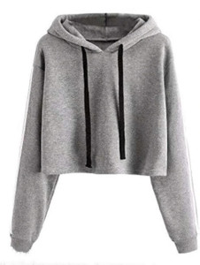 Panda Bear Solid Women Hooded Neck Grey T-Shirt