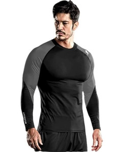 Just Rider Colorblock Men Round Neck Grey, Black T-Shirt