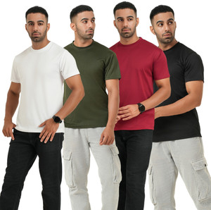 Fabhash Solid Men Round Neck Black, White, Maroon, Green T-Shirt
