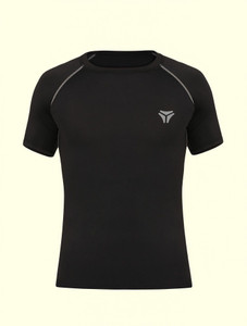 Kyk Solid Men Round Neck Black T-Shirt