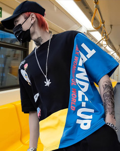 BUKKL Printed Men Round Neck Black T-Shirt