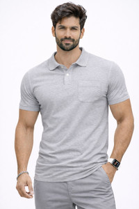SHARX TRENDS Solid Men Polo Neck Grey T-Shirt