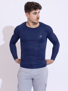 ARMISTO Self Design Men Round Neck Dark Blue T-Shirt
