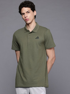 ADIDAS Graphic Print Men Polo Neck Green T-Shirt