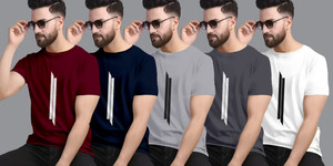 I&D Printed Men Round Neck Multicolor T-Shirt