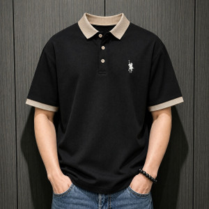 DLooK Designer Printed Men Polo Neck Black T-Shirt - Image 3