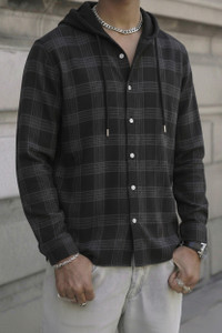 GLOBAL NOMAD Men Black Hooded Neck T-Shirt - Image 3