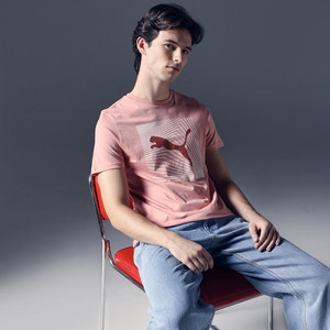 PUMA Graphic Print Men Crew Neck Pink T-Shirt