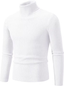 GAARRBLYY Striped Men High Neck White T-Shirt