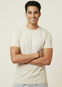 Neutrodry Self Design Men Round Neck White T-Shirt