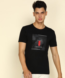 Louis Philippe Sport Printed Men Round Neck Black T-Shirt