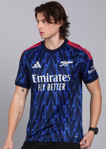 ADIDAS Printed Men Round Neck Blue T-Shirt