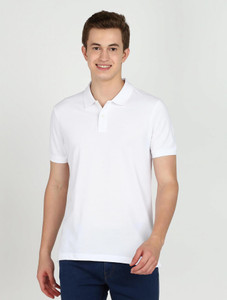 PARX Solid Men Polo Neck White T-Shirt