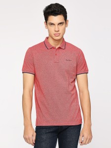 Pepe Jeans Solid Men Polo Neck Pink T-Shirt