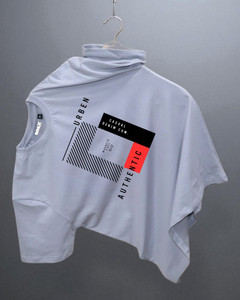 मैगनीटो पुरुषों के लिए गोल गला प्रिंटेड ग्रे टी-शर्ट