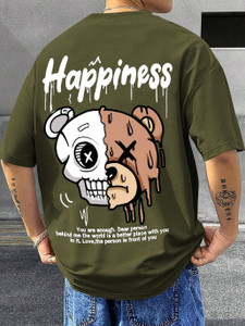 RetroTees Graphic Print Men Round Neck Green T-Shirt