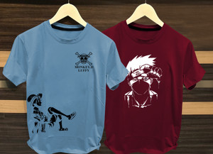 BuckleMen Blue Maroon Printed Men's T-Shirt Pack of 2 - Image 6