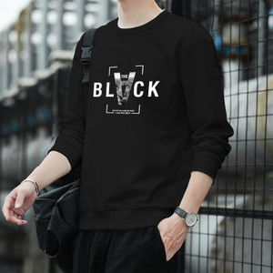 Beaumen Printed Men Round Neck Black T-Shirt