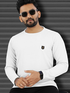 VeBNoR Solid Men Round Neck White T-Shirt