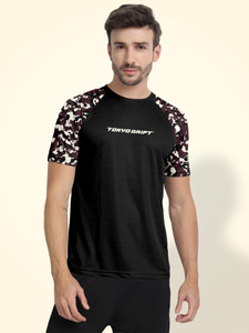 FTX Solid Men Round Neck Black T-Shirt