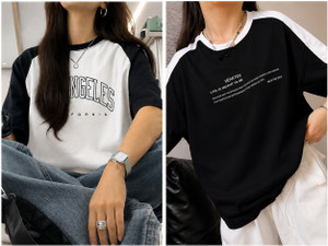 LOOKS Colorblock Women Round Neck Multicolor T-Shirt