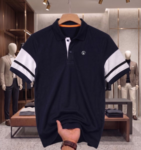 VA-LTARNIC Colorblock Men Polo Neck Navy Blue T-Shirt