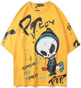 Conway Printed Men Round Neck Yellow T-Shirt
